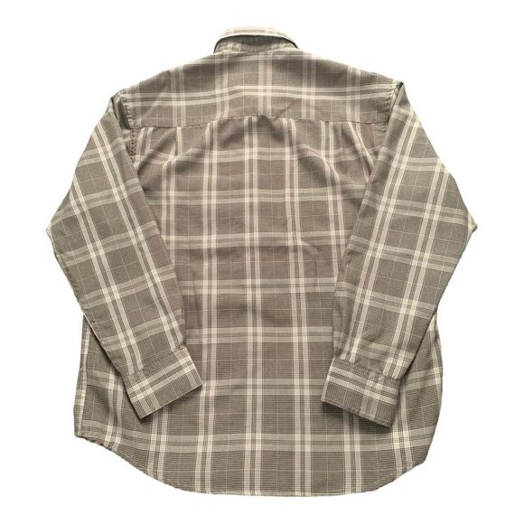 Mens Haggar Luxury Microfiber Brown Button Up Long Sleeve Shirt - Picture 2 of 6